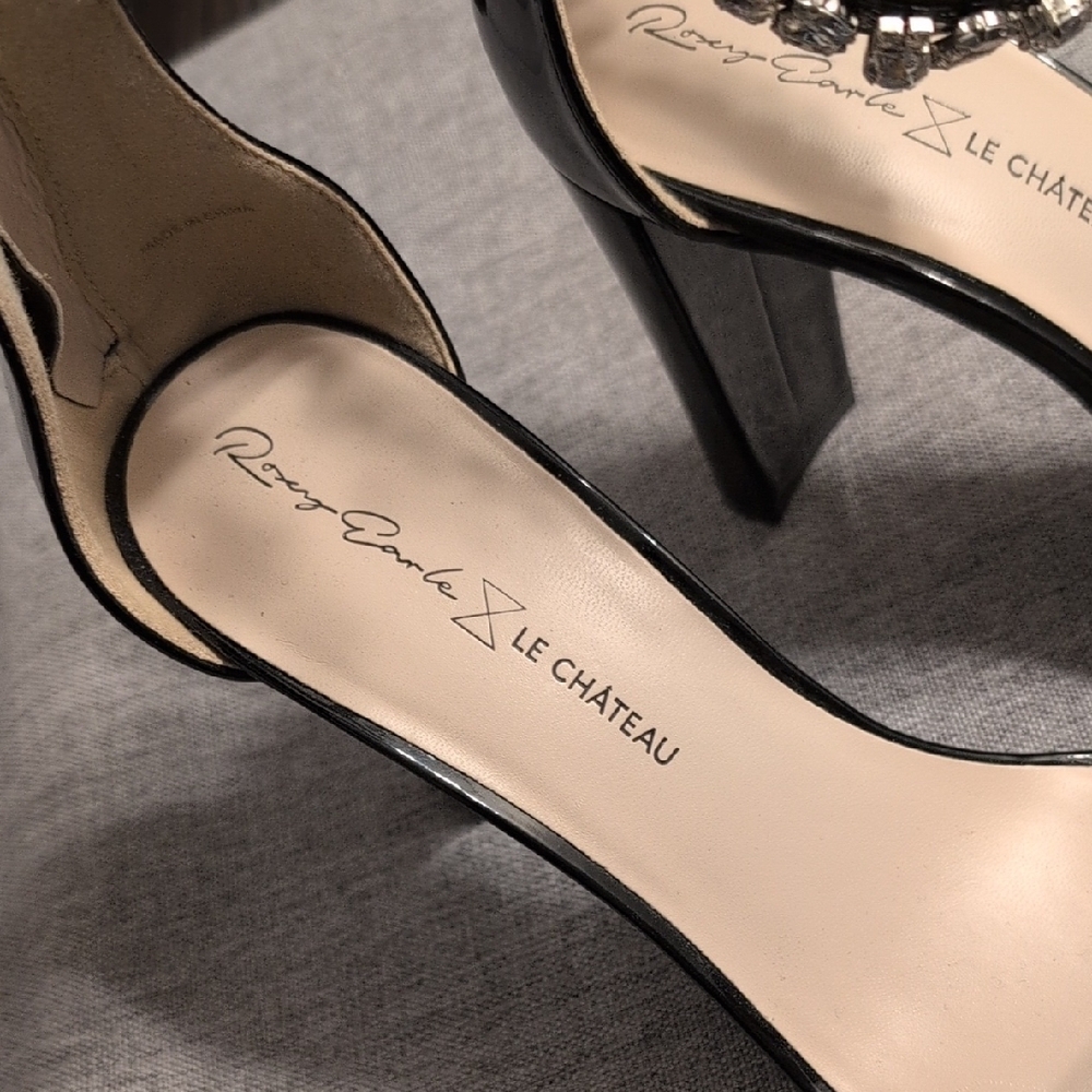 Black Rhinestone Ankle Strap Heels - Picture 4 of 5